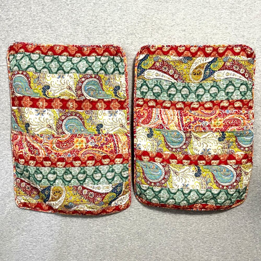 Cynthia Rowley Pillow Shams Set 2 Colorful Paisley Quilted Boho 21x28 Bed Dorm